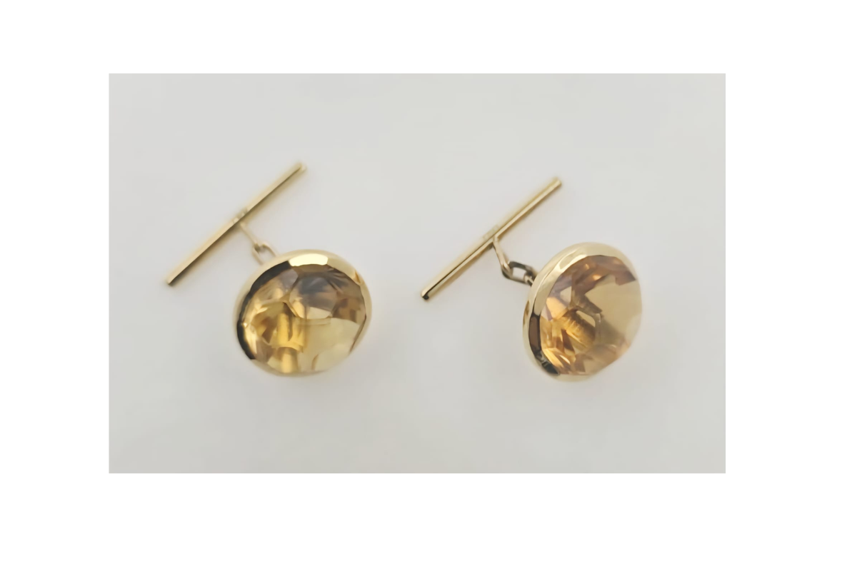 Gemelos en oro amarillo con  citrino