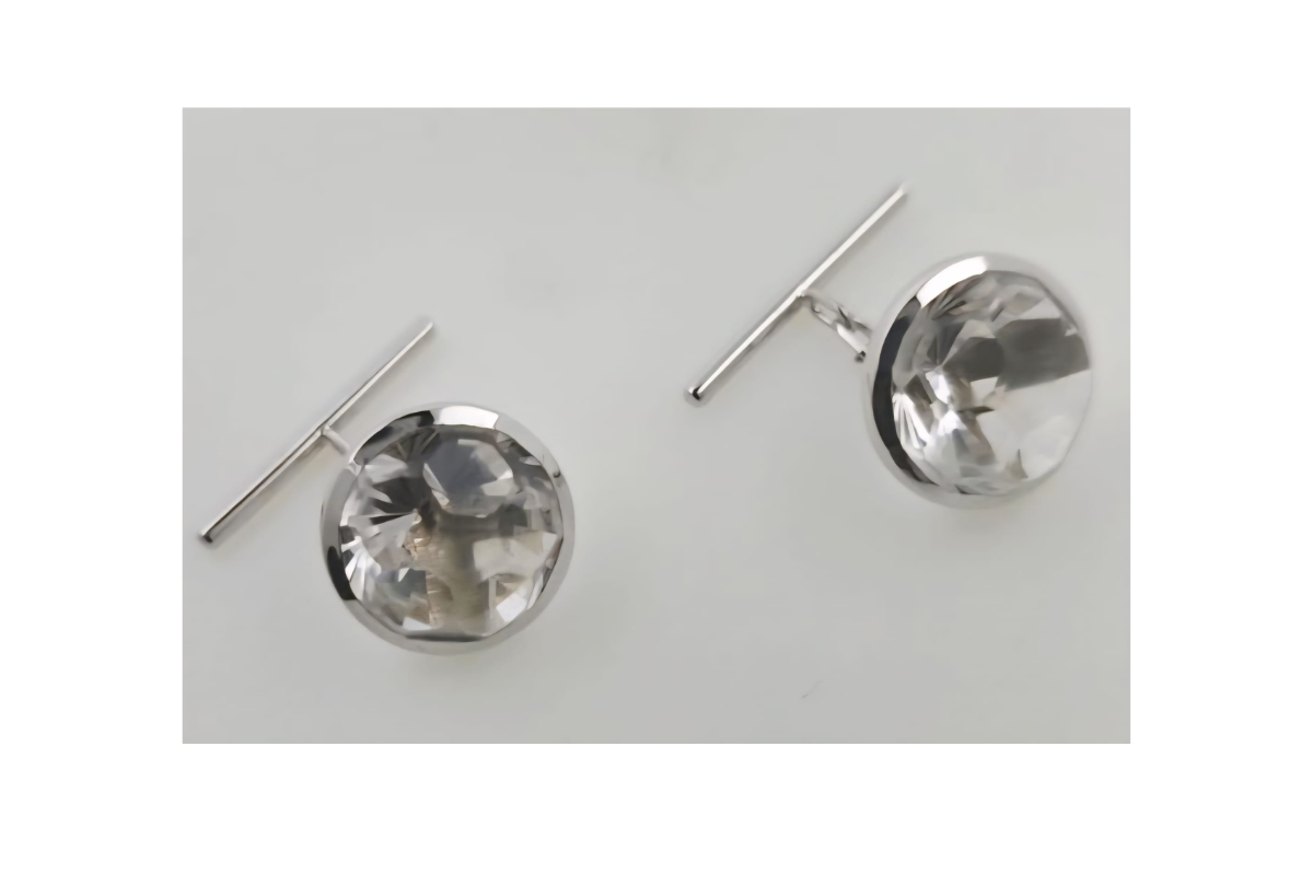 Gemelos en oro blanco con cuarzo