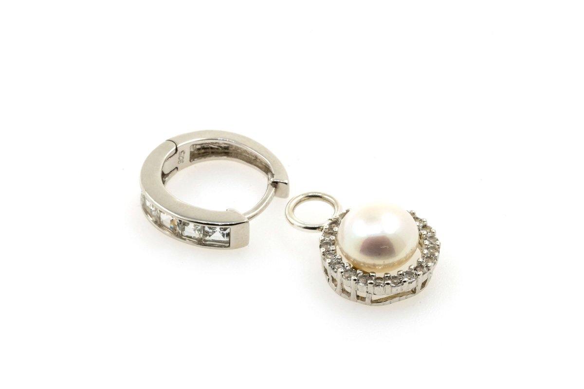 Pendientes desmontables en plata con topacios y perlas Especially for you!