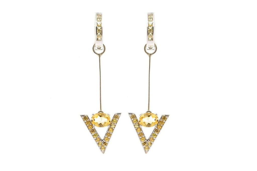 Pendientes desmontables en plata con zafiros amarillos y citrino oval Especially for you!