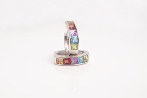 Pendientes reversibles en plata con gemas multicolores Especially for you!