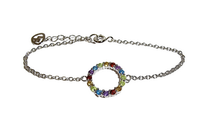 Pulsera en plata con círculo de gemas de colores Especially for you!